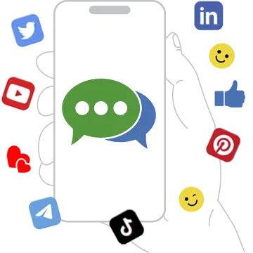 Various social media icons on a smartphone